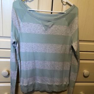 Mint and grey striped long sleeve tee